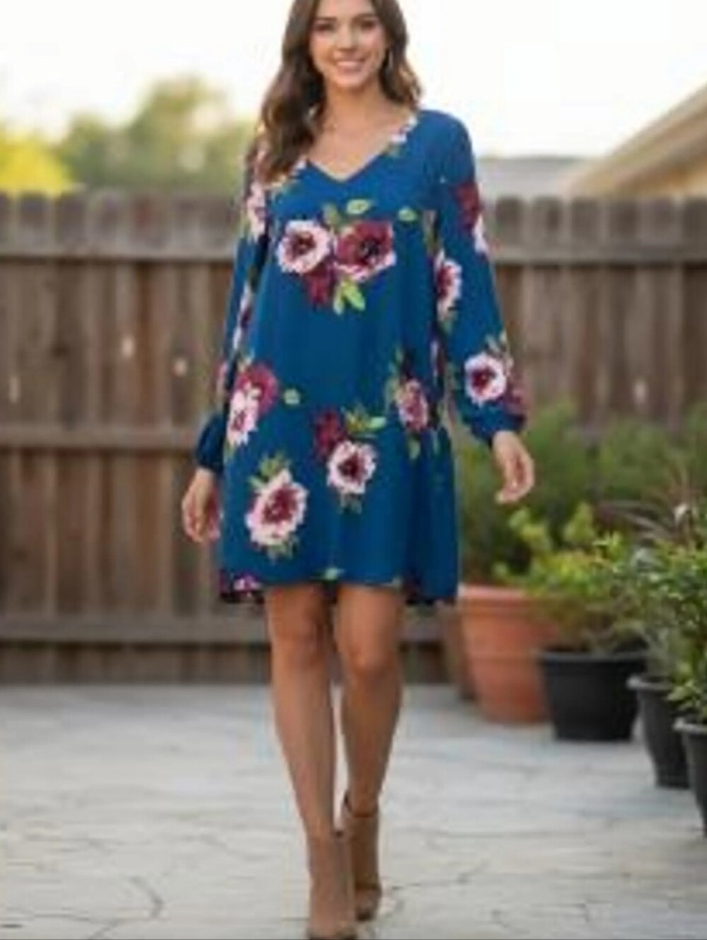 Altar'd State Teal Blue Floral Mini Dress Size Small